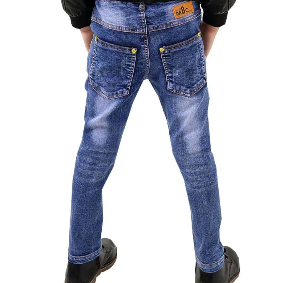 Джинсы для мальчиков Детские хлопковые длинные синие джинсовые брюки модная