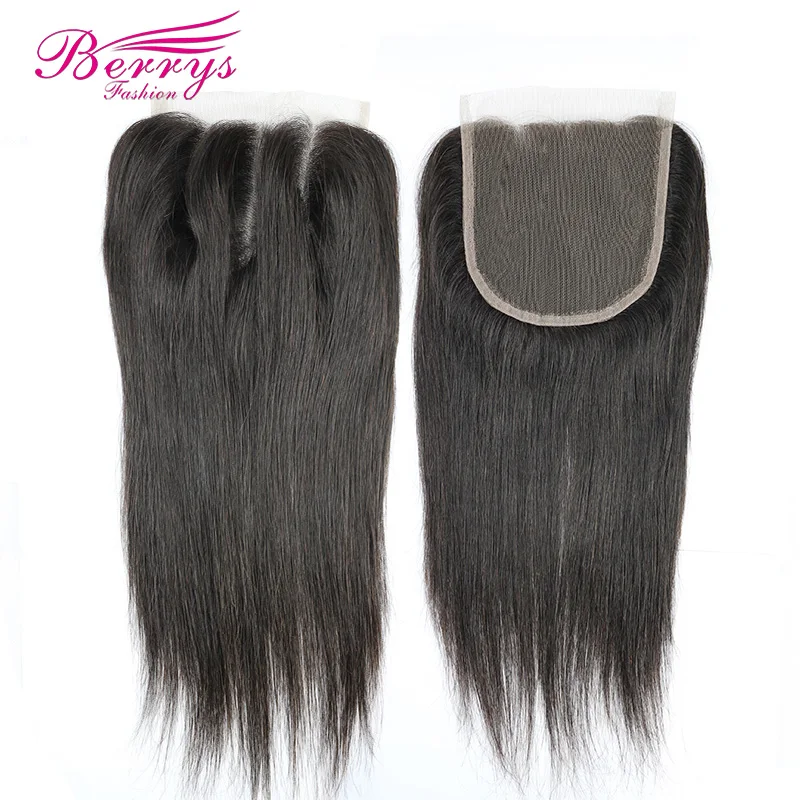 [Berrys Fashion] кружевная застежка 3 части 5x5 бразильские прямые волосы 100% человеческие