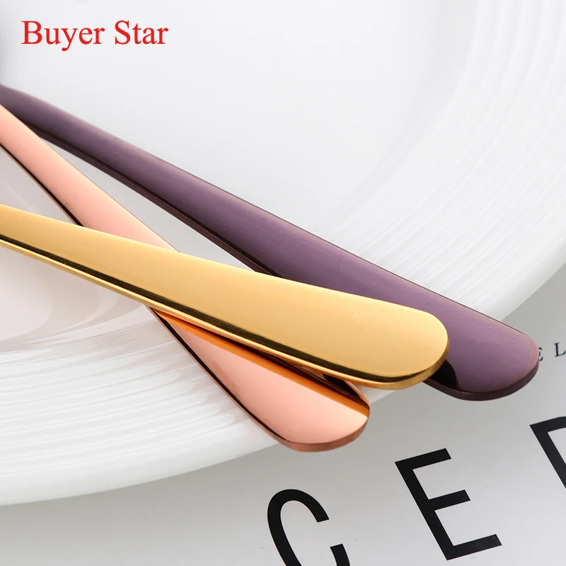 6 шт./партия Роскошная золотая десертная ложка 9 цветов чайная ложка из нержавеющей стали кофейная ложка толстый набор столовых приборов мини-ложки