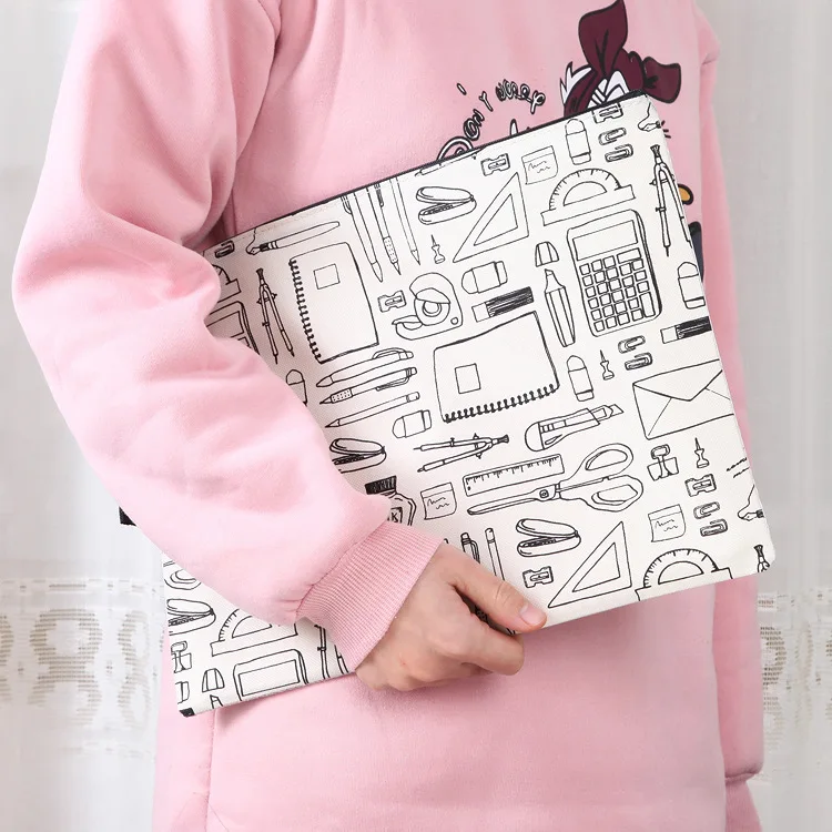 

1PCS A4 Zipper File Folder Bag PVC Waterproof Oxford Cloth File Holder Bag Multi-Functional Portable Travel Outdoor Storage