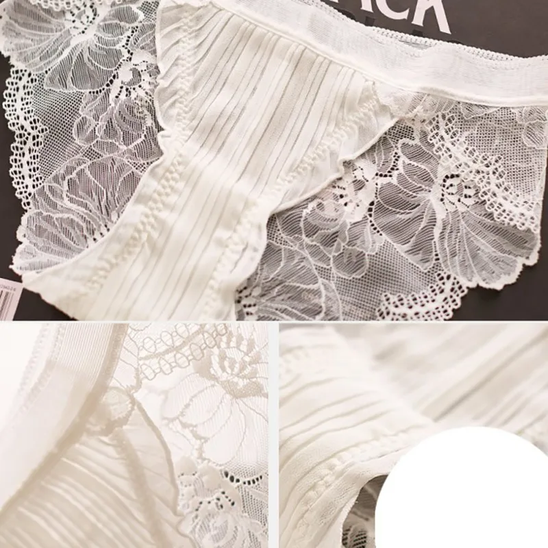 Женские кружевные трусы с цветочным принтом комфортные бесшовные низкой