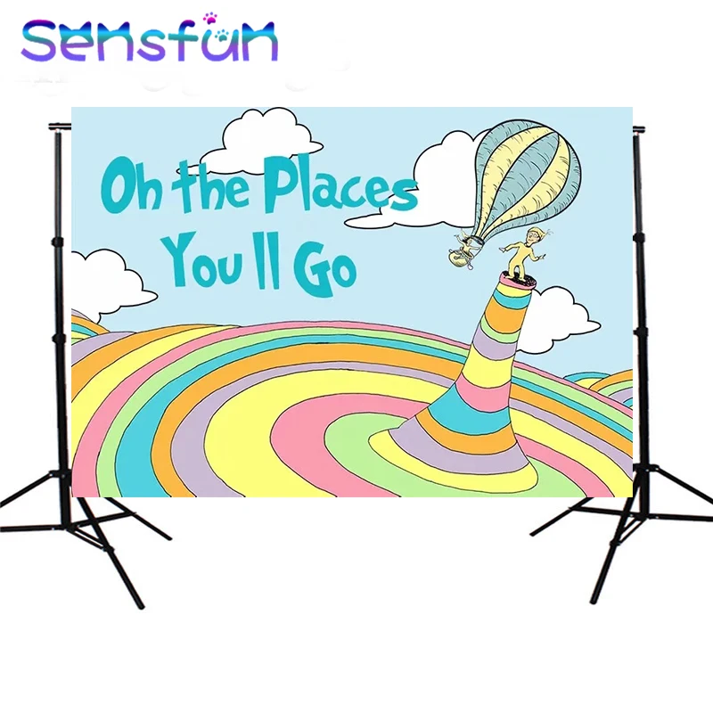 Фон для фотографирования новорожденных Sxy1414 Oh the Places you go Newborn день рождения радуга