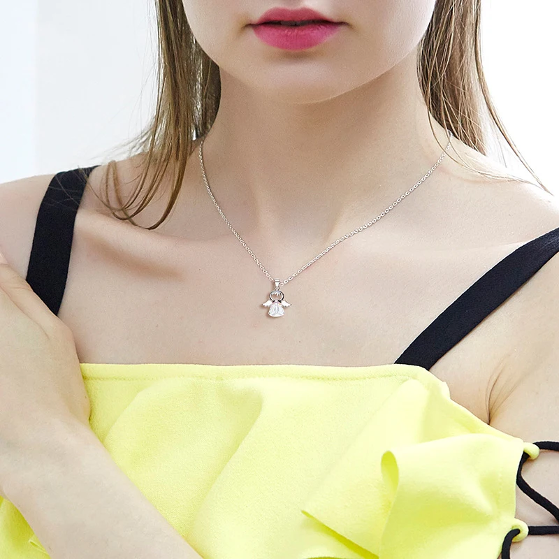 Перегородка милый ангел подвеска ожерелье кристаллы от Swarovski цвет серебро