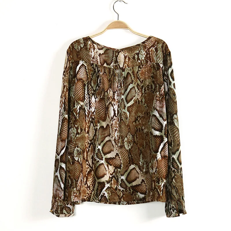 Женские свободные блузки с длинным рукавом серпантин v-образным вырезом и