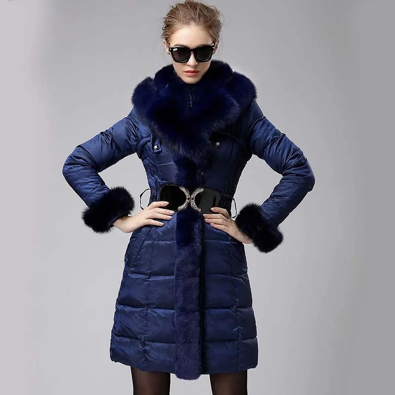 Зимняя куртка женская 2018 Женская парка с натуральным лисьим меховым воротником
