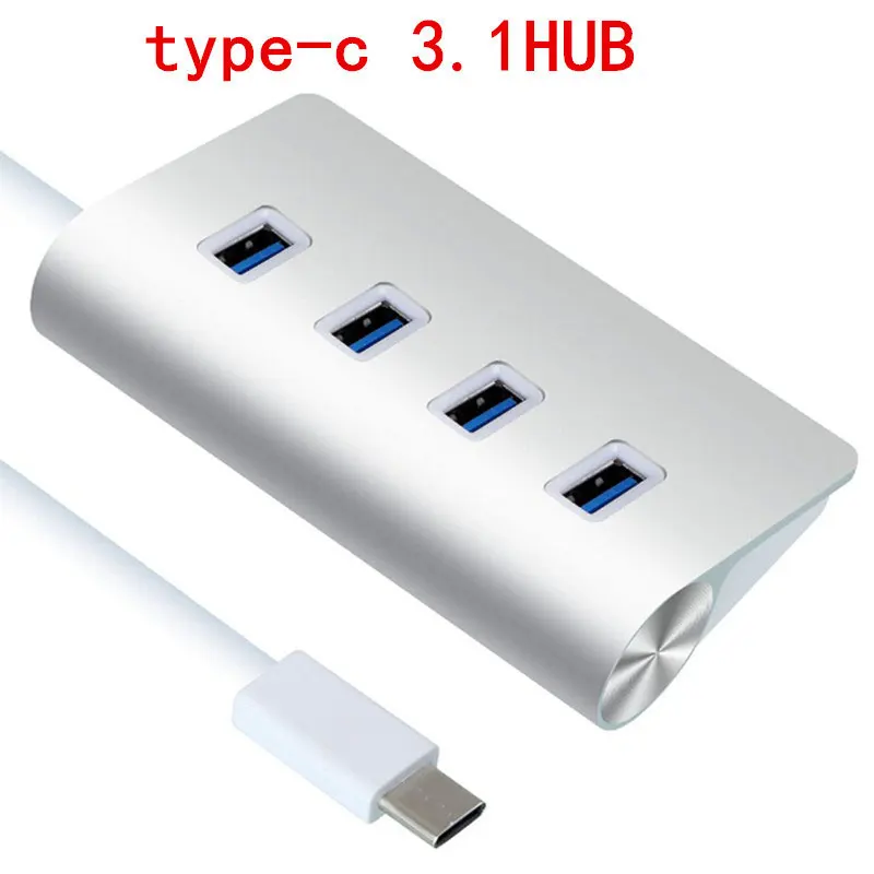 USB-C концентратор док-адаптер Thunderbolt 3 usb type-C Dongle 4 порта алюминиевый сплав серебристый для Macbook Pro type-C использования
