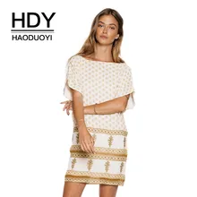 Женское платье мини Haoduoyi в богемном стиле с широким треугольным