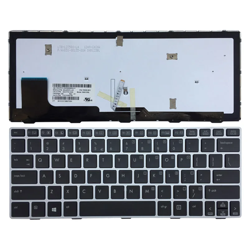 Новая американская Клавиатура для ноутбука HP Elitebook Revolve 810 G1 G2 G3 серебряная рамка с
