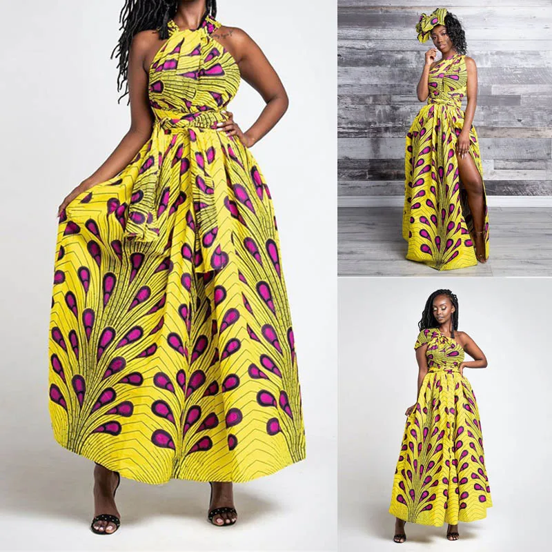 Женское платье-макси Infinity Dashiki Летнее Длинное Платье с запахом и поясом | Женская