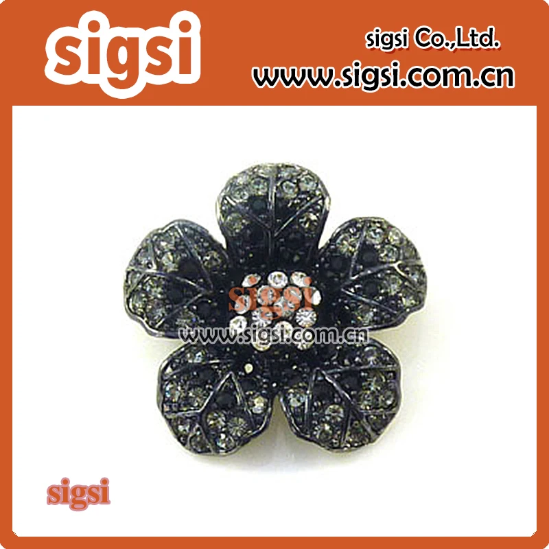 

black/clear metal acrylic flower rhinestone brooch pin for wedding