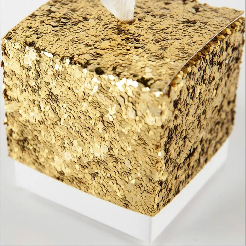 

European Glitter Box Wedding Party Gift Favors Box Festive Party Wrapping Supplies Wedding Candy Box Gold Silver Glitter
