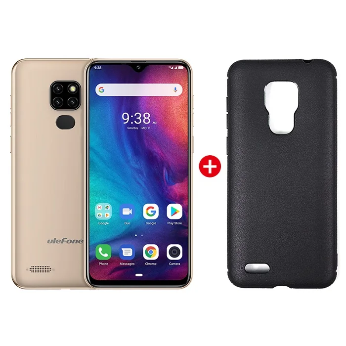 Gold Add Case Ulefone Note 7P Smartphone Android 9.0 Quad Core 3500mAh 6.1 inch Waterdrop Screen 3GB+32GB Mobile phone - Цвет: Gold Add Case