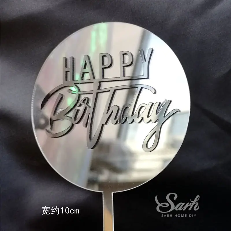 2pc round birthday Разноцветные счастливые топперы для торта на день рождения, розовые, фиолетовые, блестящие, для письма, украшения для рук, вечерние, милые подарки - Цвет: 2pc round birthday