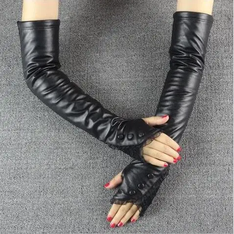 Ladies sheepskin gloves mittens autumn winter arm warmer real rex rabbit fur fingerless long women |