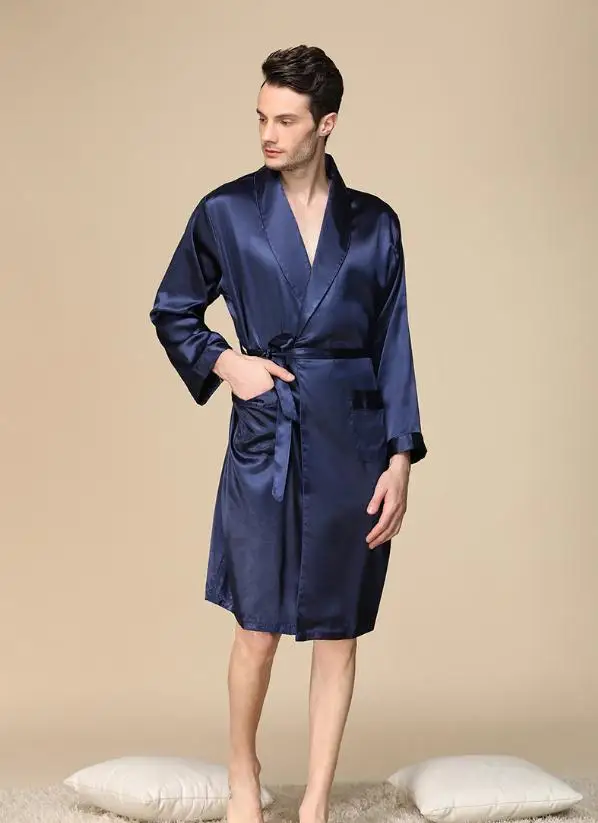 robe 9 Luxury Designer Men's Silk Kimono Robe Plus 5XL Long Sleeve Sleepwear Bathrobe Oversized Satin Nightgown Summer Home Clothing - Цвет: robe 9