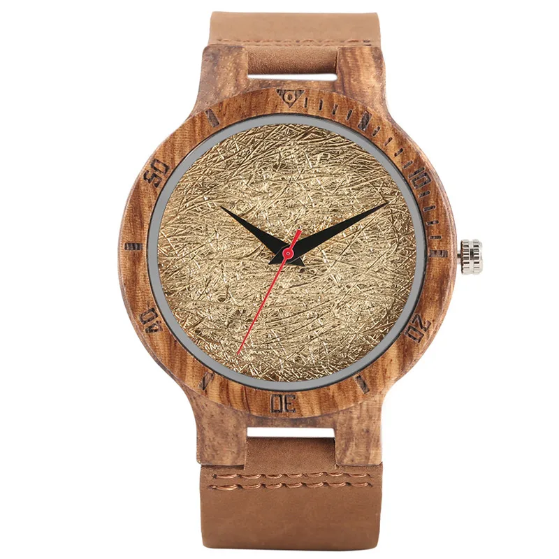 

Nature Wooden Wrist Watch Men Casual Simple Canvas Pattern Dial Genuine Leather Band Strap Wacthes Handmade From Real Wood Gift