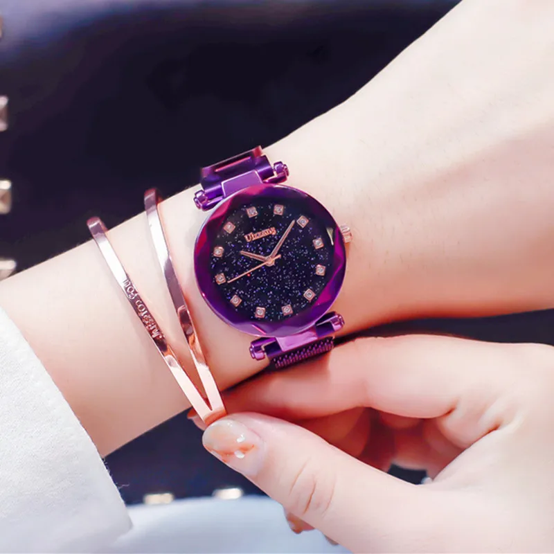 ins Hot Luxury Brand Lady Crystal Quartz Watch Magnet Buckle Women Dress Fashion Steel Mesh Belt Female Wristwatch New | Наручные часы