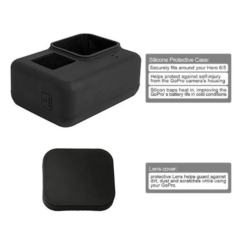 Anordsem для Gopro аксессуары набор для Gopro Hero7 5 6 Крепление камеры водонепроницаемый корпус Чехол с силиконовым объективом защитная пленка