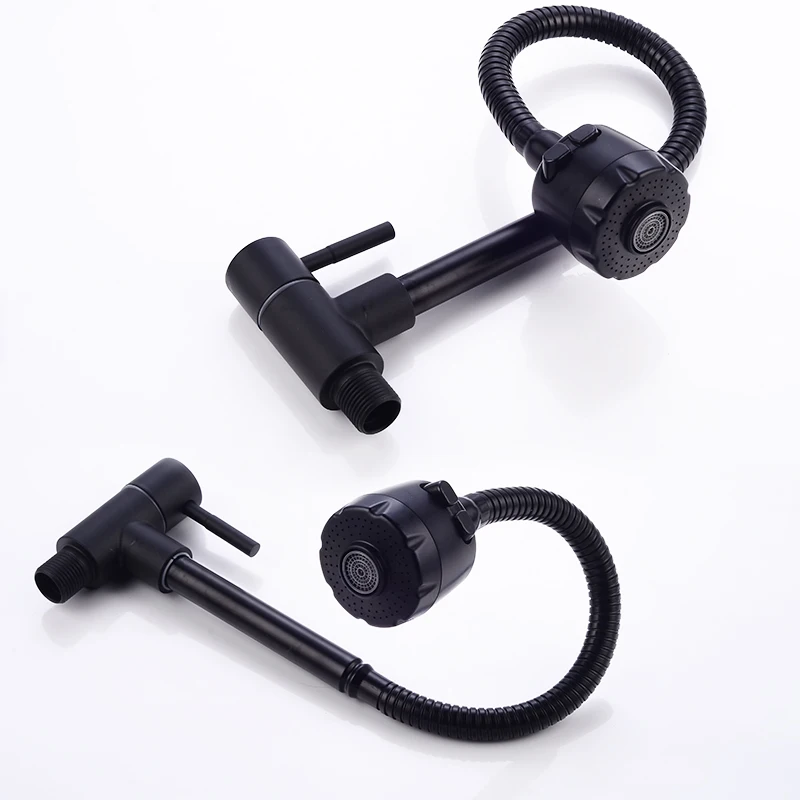wall black solid stainless steel kitchen mixer single cold water kitchen tap single hole kitchen faucet torneira cozinha free global shipping