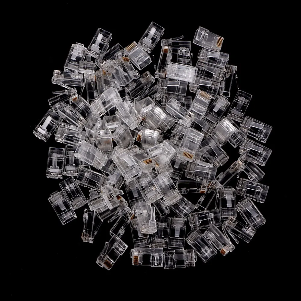 Планшет OOTDTY 100 шт прозрачные RJ45 CAT6 8 Pin Модульные вилки UTP неэкранированная версия