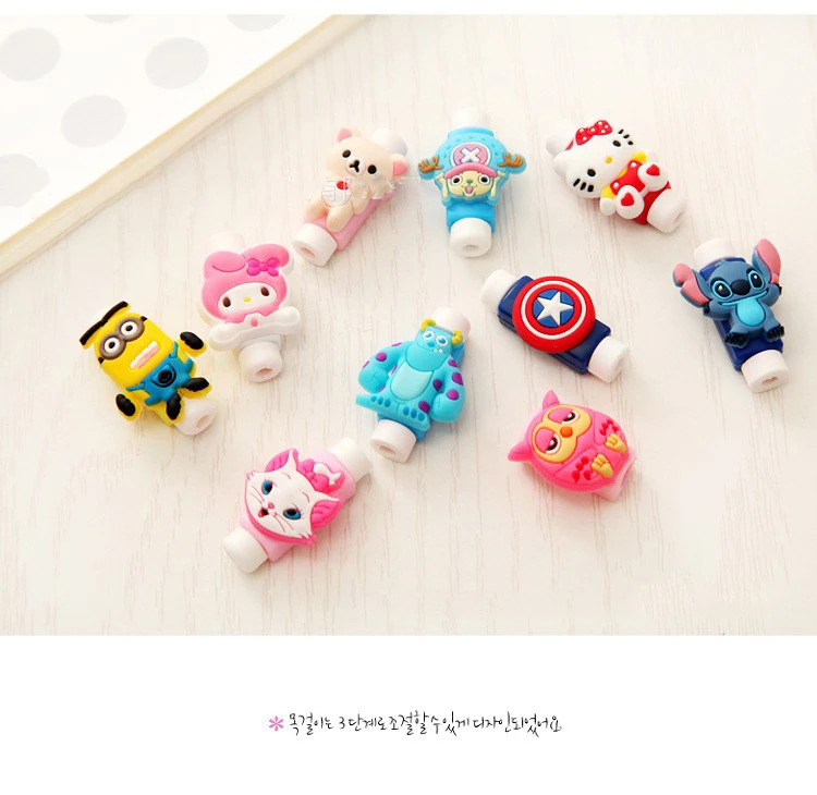 100 шт милый мультфильм USB зарядное устройство кабель протектор для кабеля