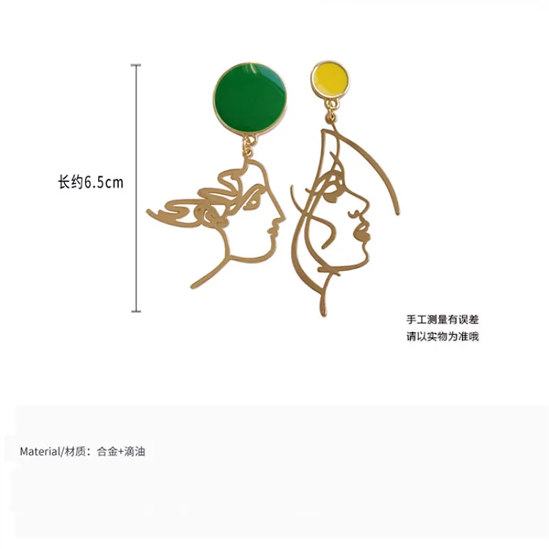 

Timlee E286 New Originality Personality Face Asymmetric Metal Dangle Earrings,Fashion Accessories Wholesale