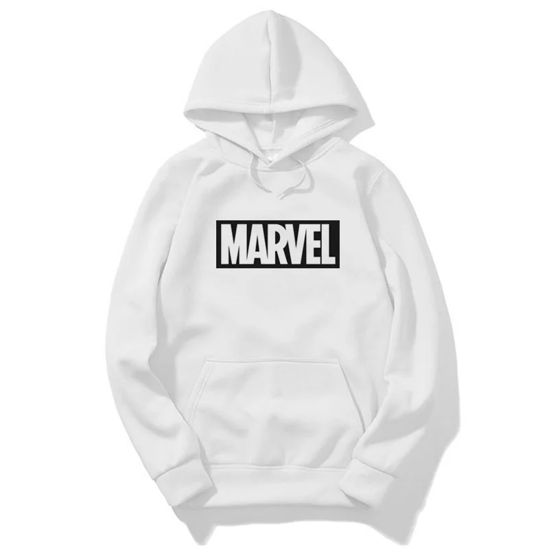 Горячая осень и зима брендовые толстовки мужские высокого качества MARVEL с буквенным принтом Модные мужские s толстовки - Цвет: White