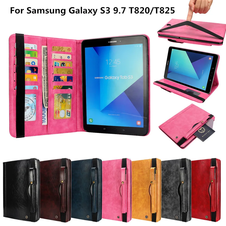 Роскошный чехол книжка из искусственной кожи для Samsung Galaxy Tab S3 9 7 T820 T825 защитный