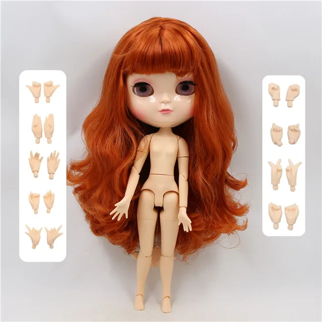 DOLL WITH HAND AB Ледяной dbs кукла с маленькой грудью азон тело красный каштановые волосы натуральная кожа 30 см 1/6 игрушка - Цвет: DOLL WITH HAND AB