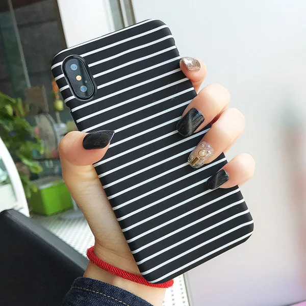 B Чехол для телефона JONSNOW для iPhone 6, 6 S, 7, 8 Plus, XS, XR, XS Max, черный, белый, в клетку, в полоску, с рисунком, PC, жесткая защитная задняя крышка, капа, Fundas - Цвет: B
