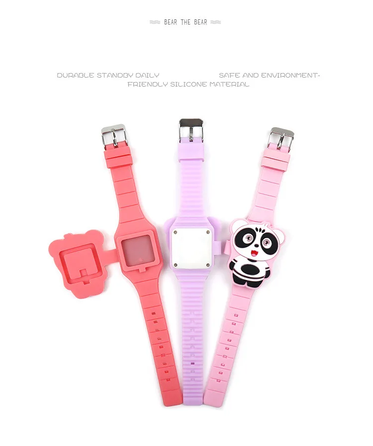 Reloj Infantil откидная крышка 3D Медведь Мультфильм цифровые часы для детей электронные детские часы резиновые для мальчиков и девочек часы для детской