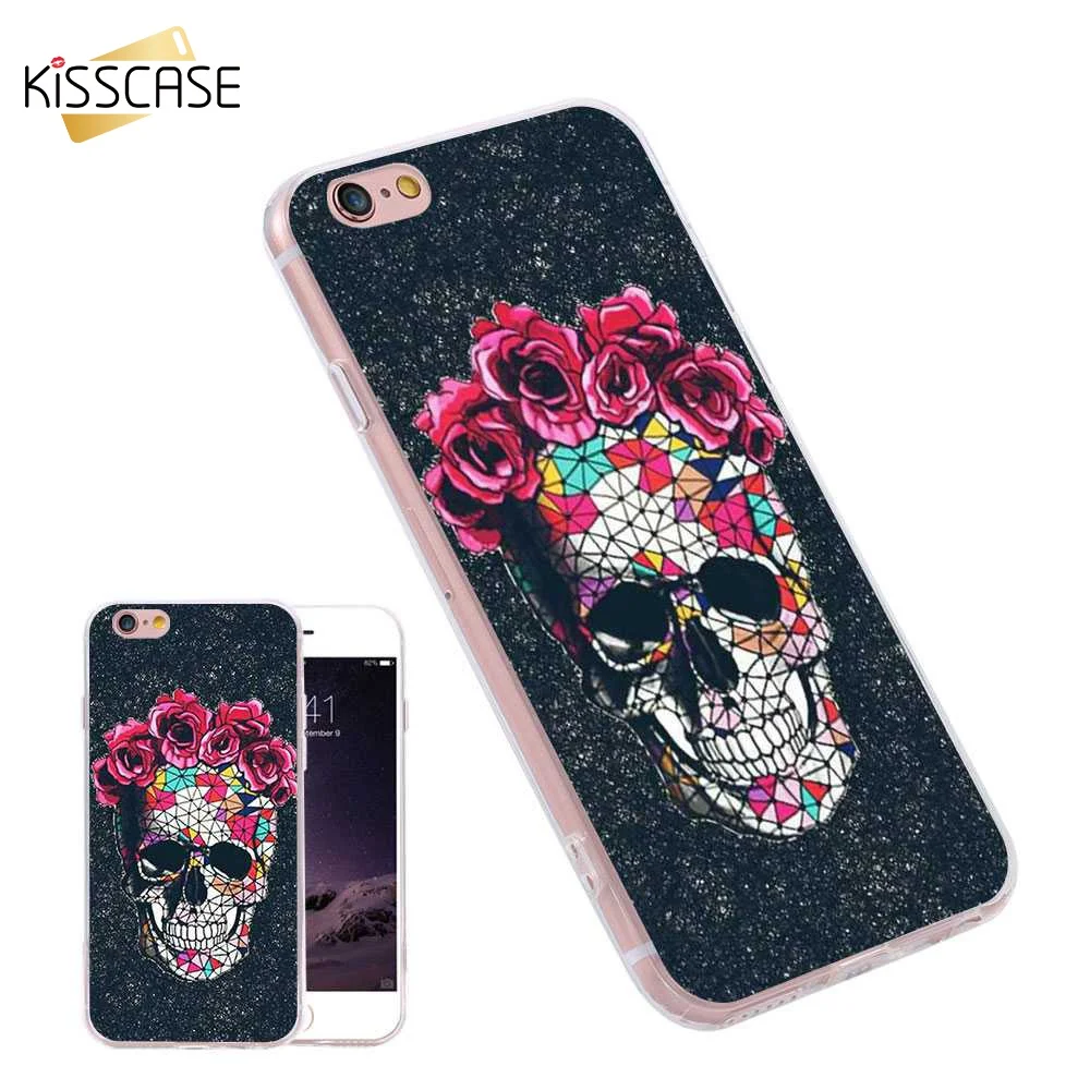 Чехол kisscase для iPhone 7 6 6s Plus 5S SE чехол с розовым черепом Samsung S6 S7 Edge Note J7 S5 мягкий из