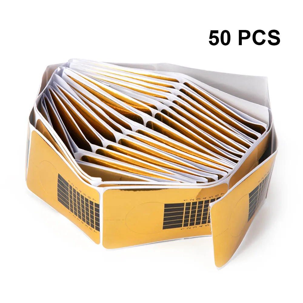 50pcs 100/50/20 штук формы ногтя профессиональная акриловая Кривая Наращивание ногтей направляющая Форма для ногтей Curl советы Трафареты и марки 29 - Цвет: 50pcs