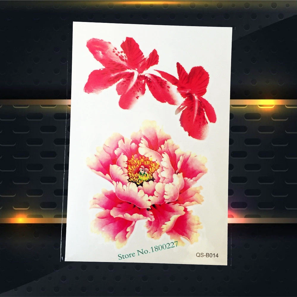 Модный большой цветок розы Водонепроницаемая переводная татуировка мультфильм