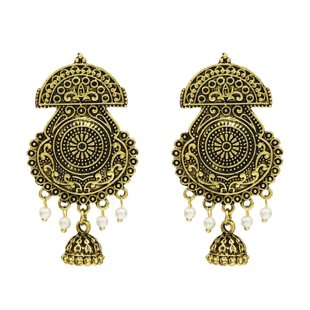 Индийские Винтажные висячие серьги ювелирные изделия Jhumka Tribal кисточка золотого