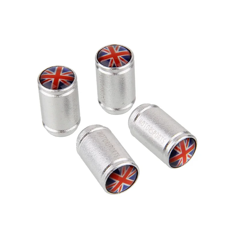Silver Colorful UK Автомобильные аксессуары авто колеса крышки стержня вентиля шины авто для британского флага логотип для MINI Cooper Jaguar peugeot Citroen hyundai Audi - Цвет: Silver Colorful UK
