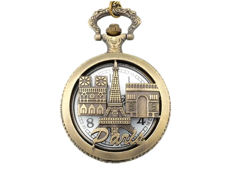 Бронзовые винтажные карманные часы с Парижской башней оптовая продажа 2018
