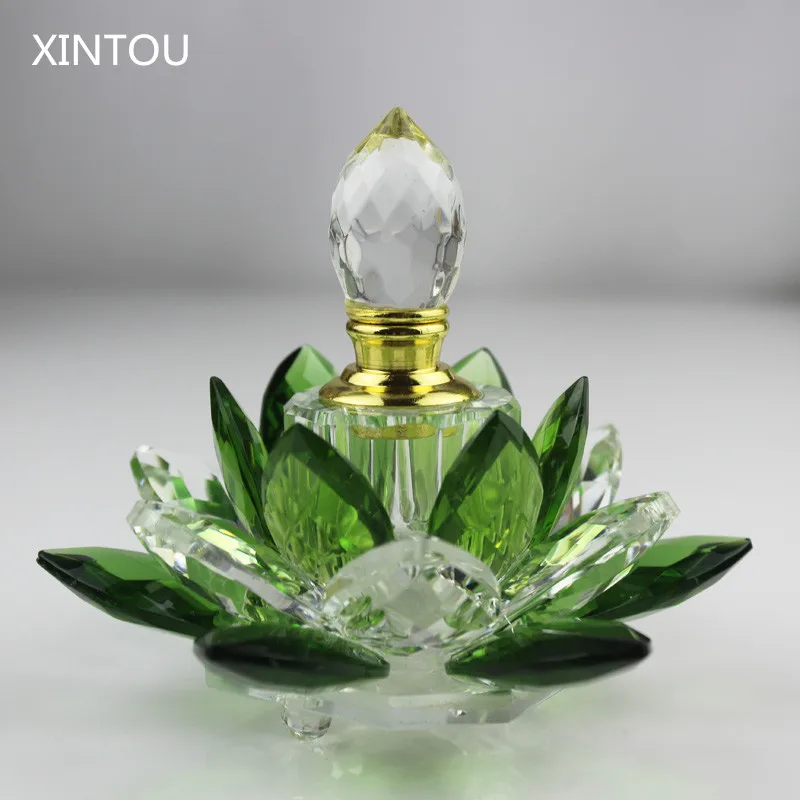 XINTOU Хрустальная бутылка для перегара зеленый цветок лотоса стеклянные