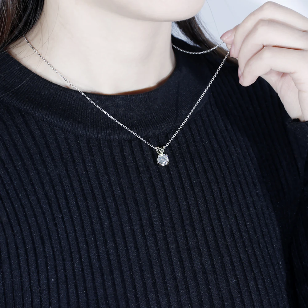 DovEggs классический однотонный 14K 585 Желтое золото 2ct 8 мм F цвет бриллиант подвеска