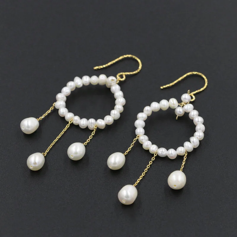 Vintage Statement Freshwater Pearls Tassel Long Dangle Earrings Jewelry Gorgeous Wedding Chandelier for Women Gifts | Украшения и