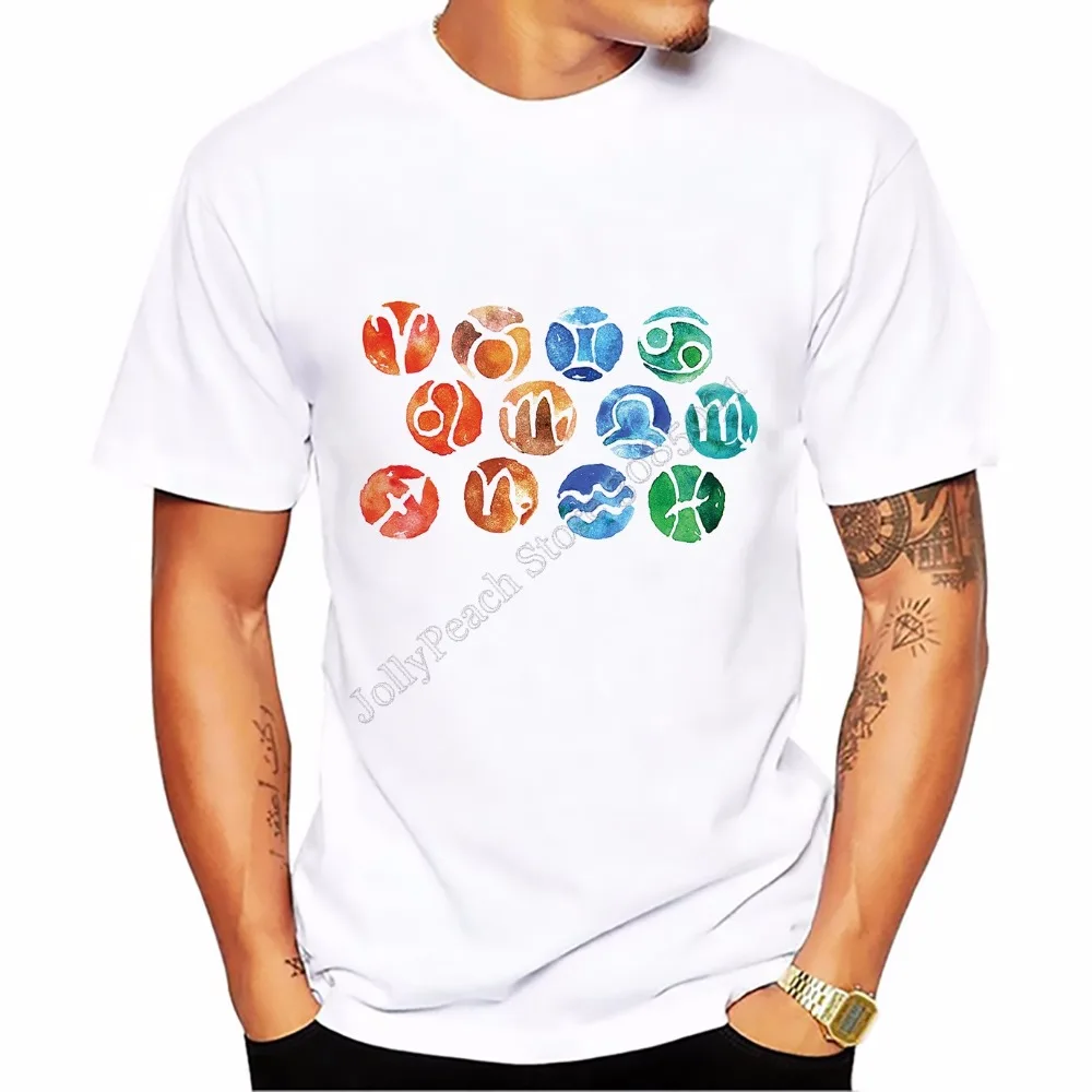 

Tops Tees new summer T-shirt Comfortable fitness o-neck tshirt men short sleeve signs of the zodiac Constella t shirt homme