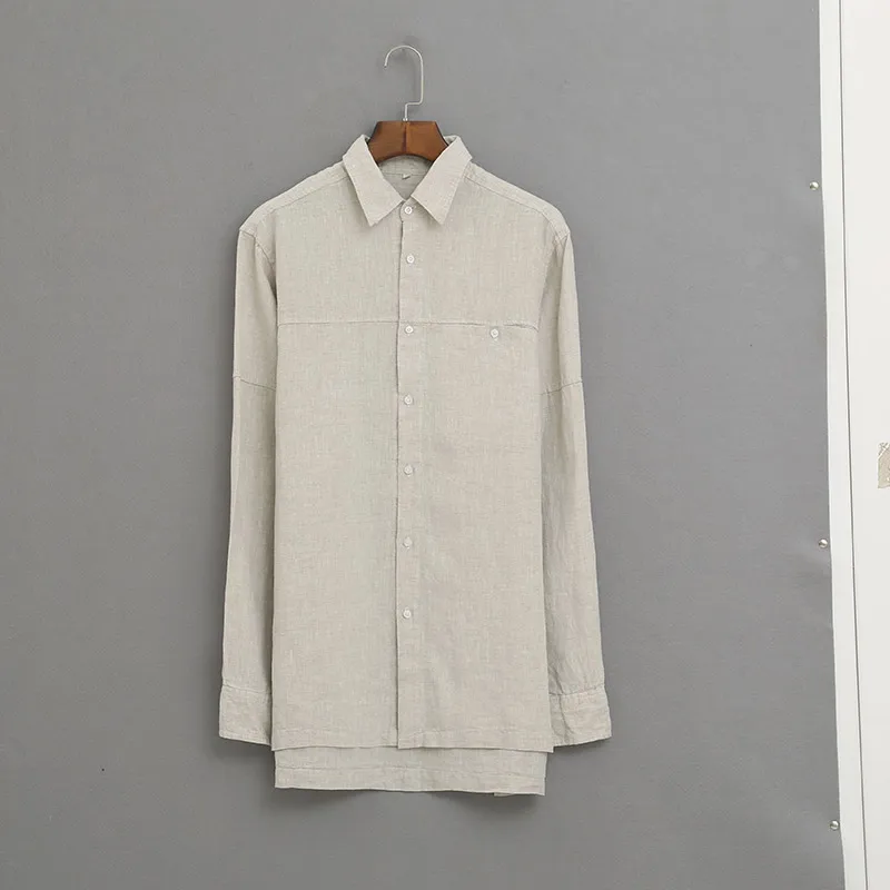 

New Italy style Suehaiwe's brand long sleeve shirt men linen fashion casual men shirts flax square collar shirt male camisa