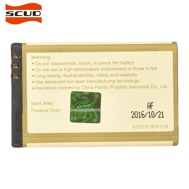 Аккумулятор SCUD для телефона Nokia5230 5232 5800 5900 C3 N900 X6 X9 BL 5J Lumia 520/525/526 BL5J 1997 2017|bl5j