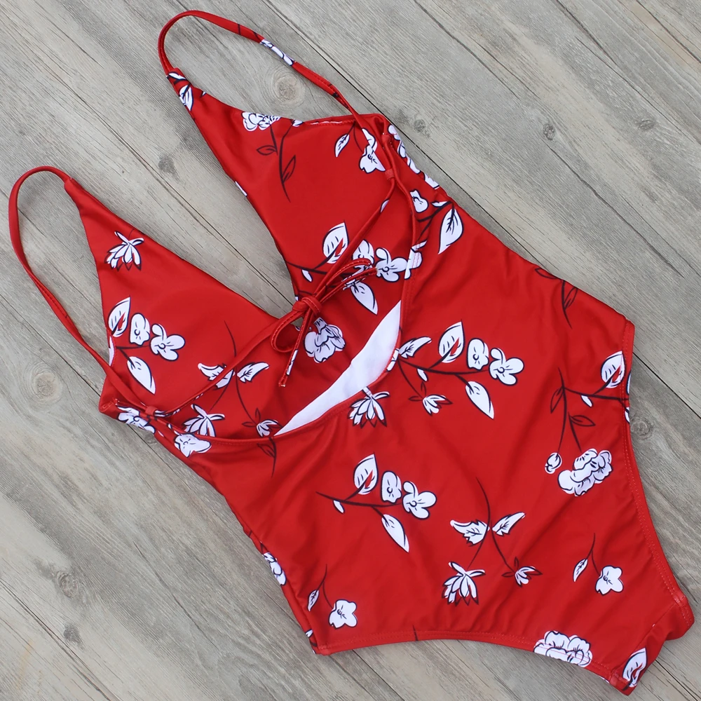 Женский купальник ZMTREE с глубоким треугольным вырезом и открытой спинкой