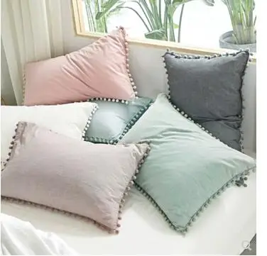 2 шт. Помытый Хлопковый чехол для подушки гофрированный вышитый шар 48x74 см