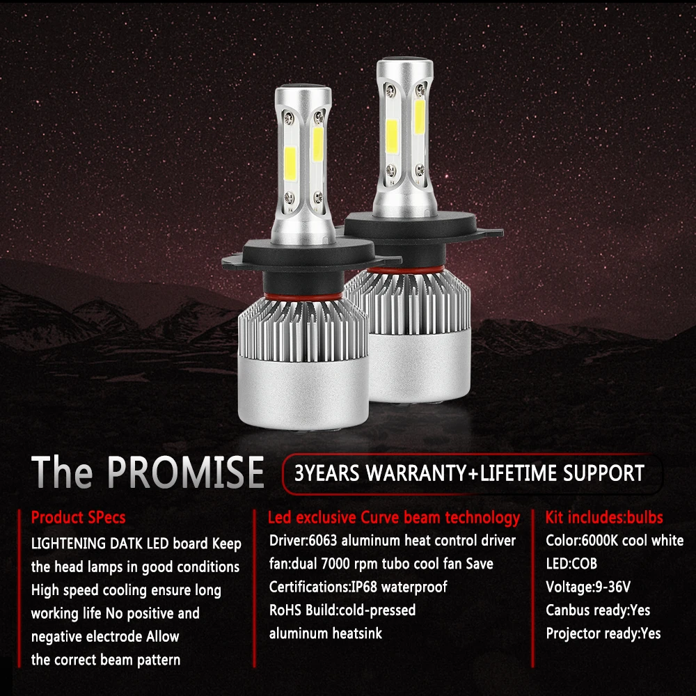 

2PCS 4Sides LED Super Turbo LED Car Headlight 12000LM 6000K 8000K H7 H8 H9 H11 H27/880 9005 HB3 9006 HB4 9007 Led Fog Light Bulb