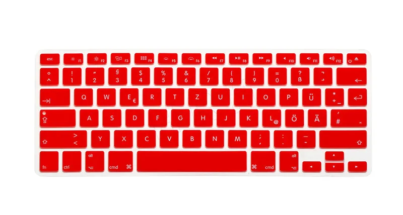 HRH немецкая силиконовая клавиатура, защитная пленка для Macbook Air 1" 15" 17Pro с retina, английская версия - Цвет: Red