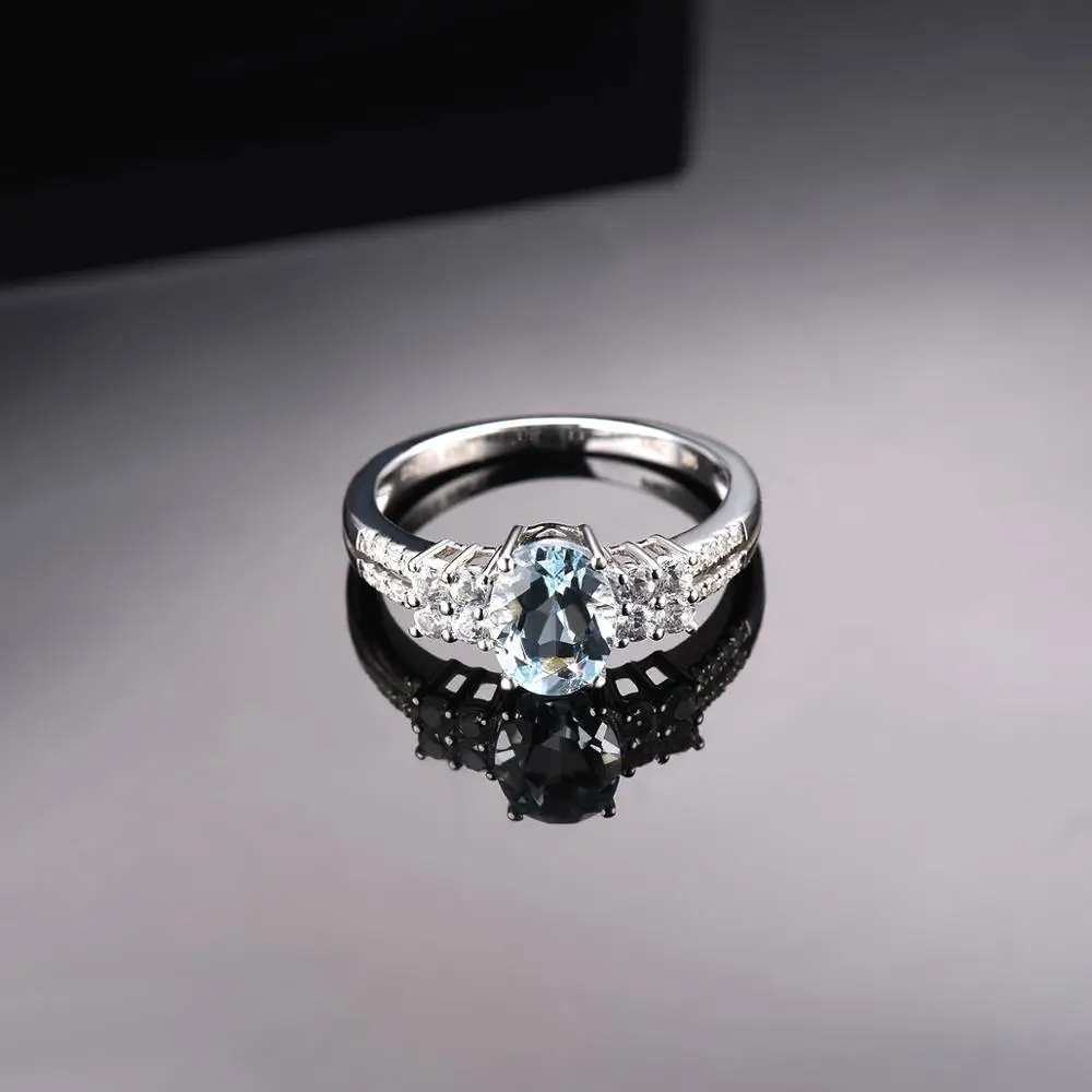 LP Solid 14K кольцо из белого золота Натуральный аквамарин драгоценный камень