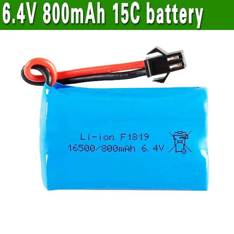 

1 2 3 pcs 6.4v 800mah 15C 16500 Li-ion Battery RC Car battery SM-2P Plug For Wltoys RC Car