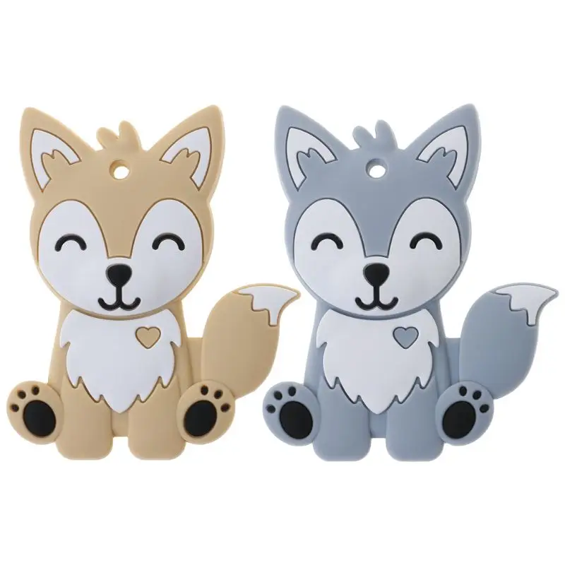

Baby Teether Food Grade Silicone DIY Necklace Fox Animal Teething Teeth Nursing Colorful donut design Teething Gift Toddler Toys